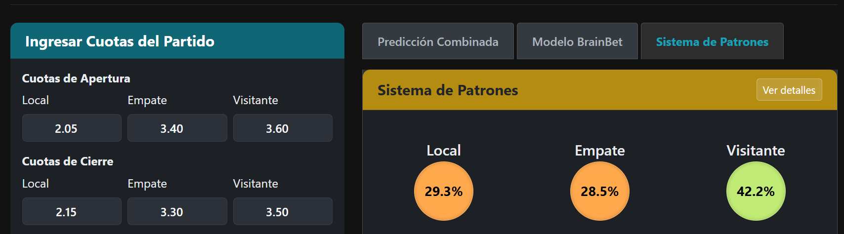Captura del sistema de predicción